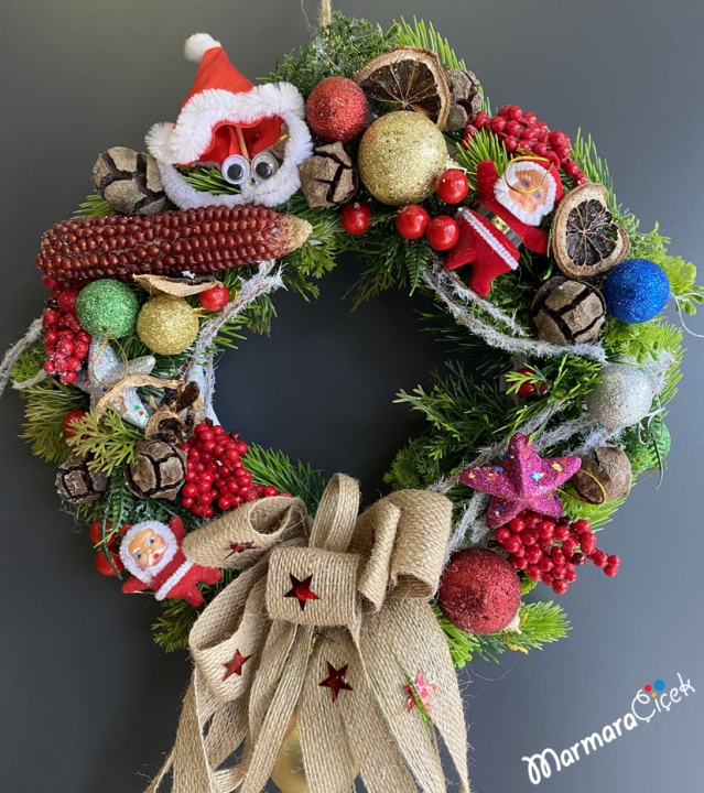 Christmas Door Wreath with Santa Claus