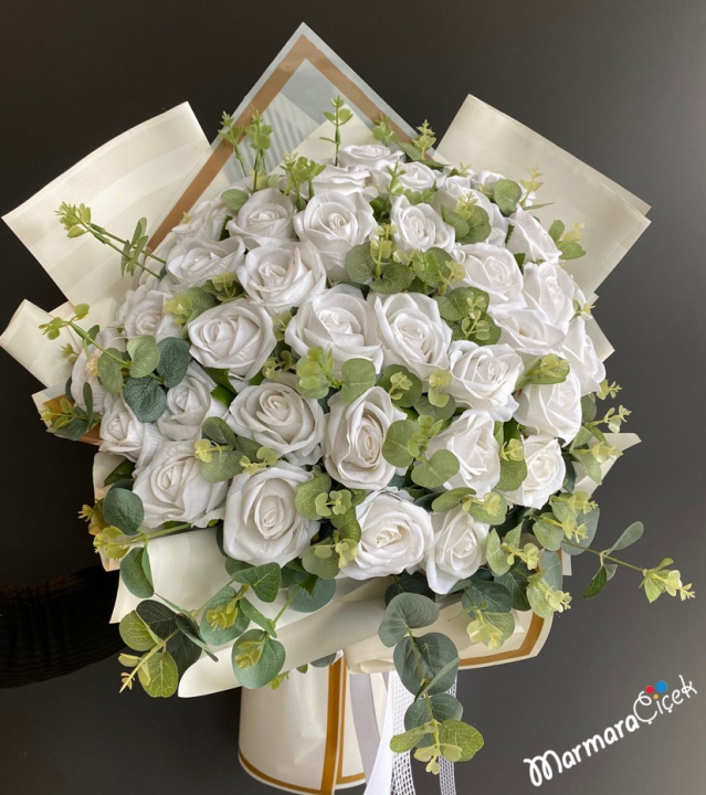 Artificial White Rose Bouquet