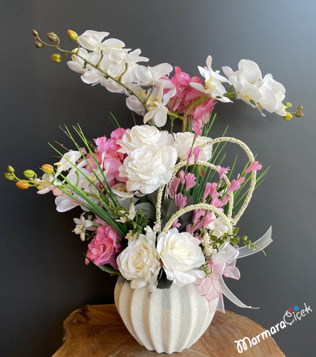 Pink and White Artificial Arrangement