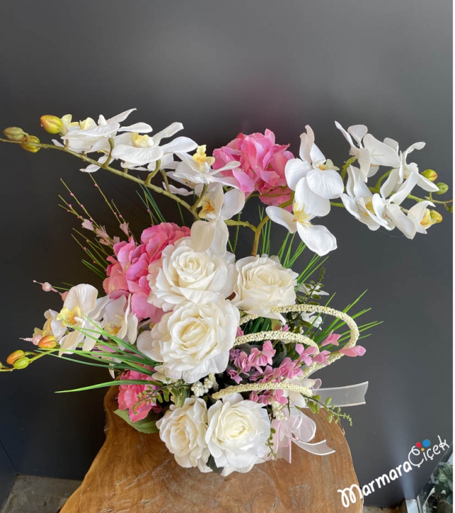 Pink and White Artificial Arrangement
