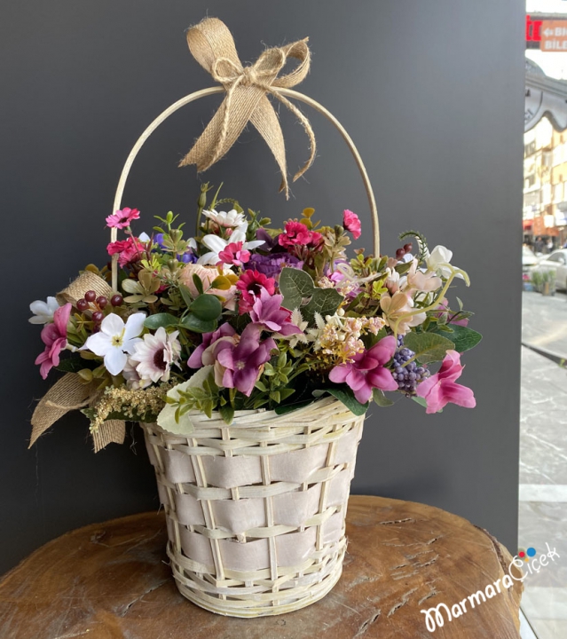 Artificial Wild Flowers in a Basket