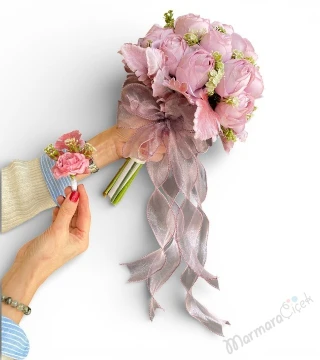 Pink Elegance Yapay Gelin Buketi