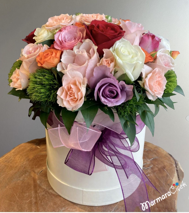 Mixed Color Roses in a Box