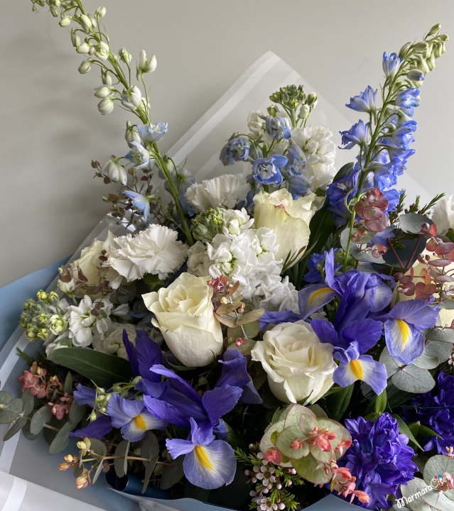 Blue And White Flowers Bouquet