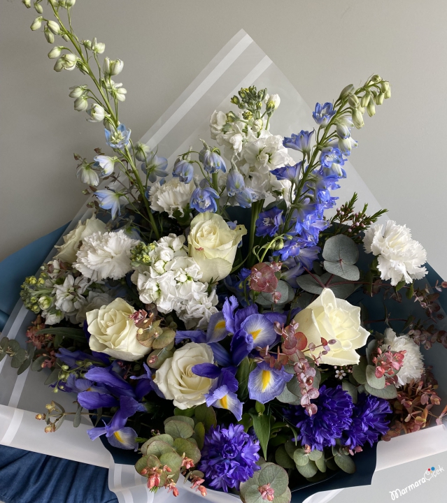 Blue And White Flowers Bouquet