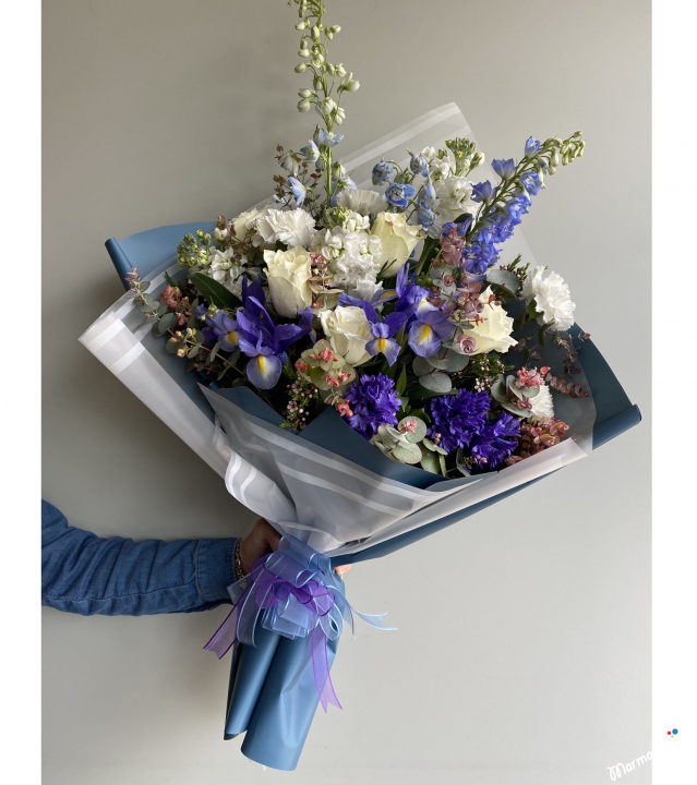 Blue And White Flowers Bouquet