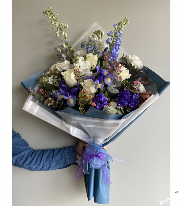 Blue And White Flowers Bouquet