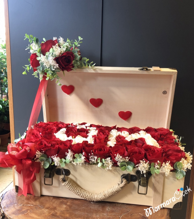 Engagement Flower with Letter in a Crate