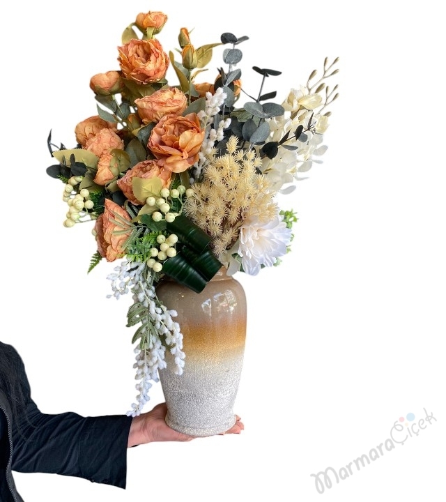 Kahala Gül Vazolu Yapay Çiçek Aranjmanı