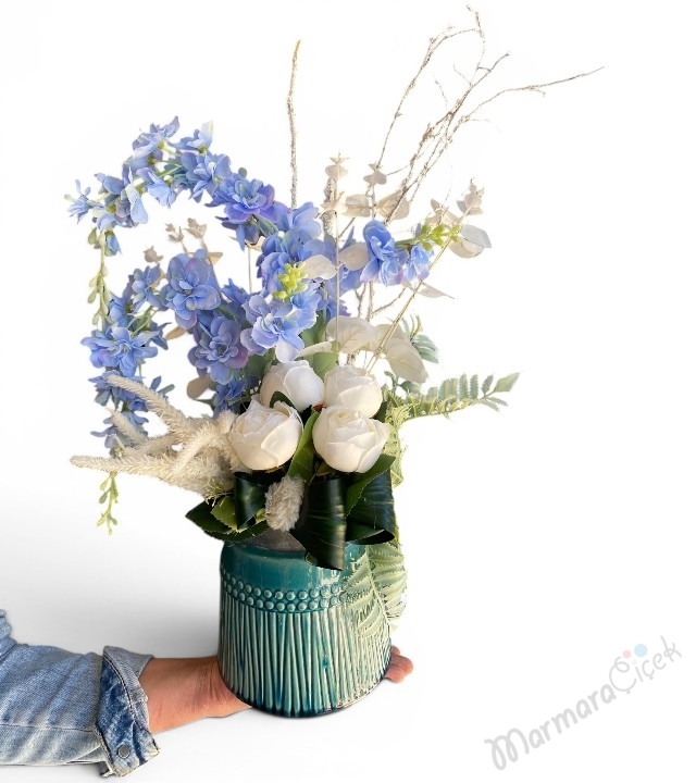 Delphinium Yapay Çiçek Aranjmanı
