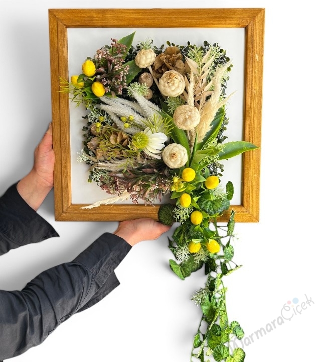 Rustic Çerçeveli Yapay Çiçek Dekoru