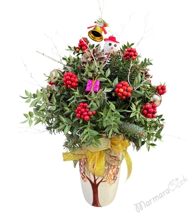 Kardan Adam Yılbaşı Çiçeği Aranjmanı