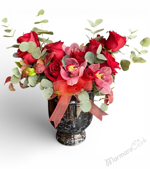 Kırmızı Gül & Pembe Orkide Şıklığı