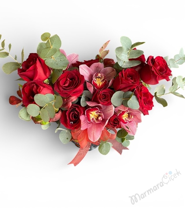 Kırmızı Gül & Pembe Orkide Şıklığı