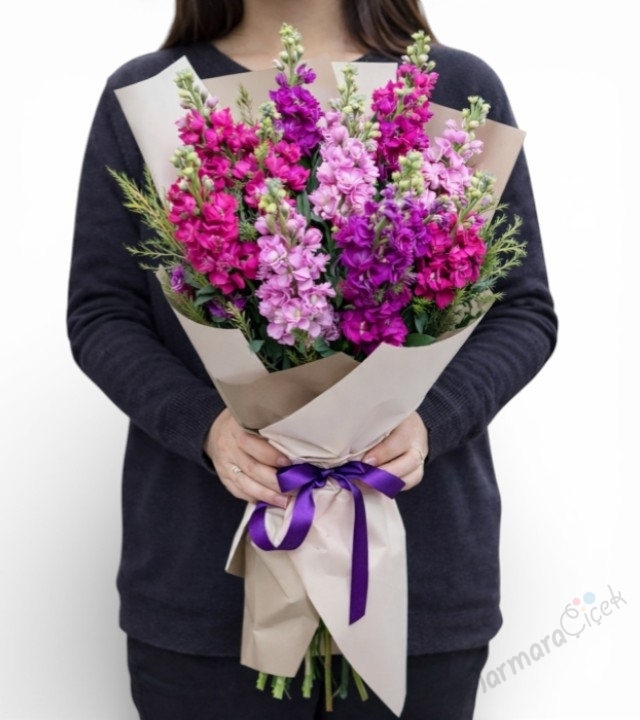 Mor & Pembe Şebboy Buketi
