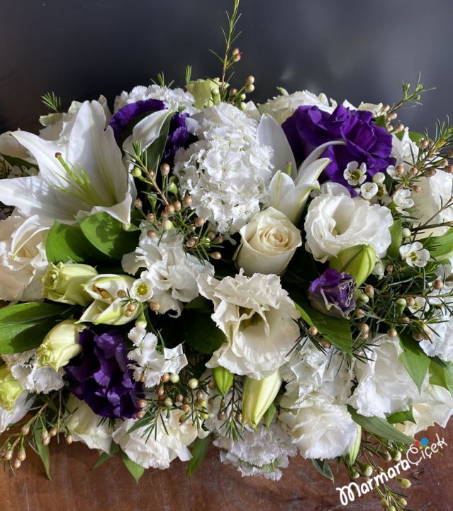 Purple and White Table Flower