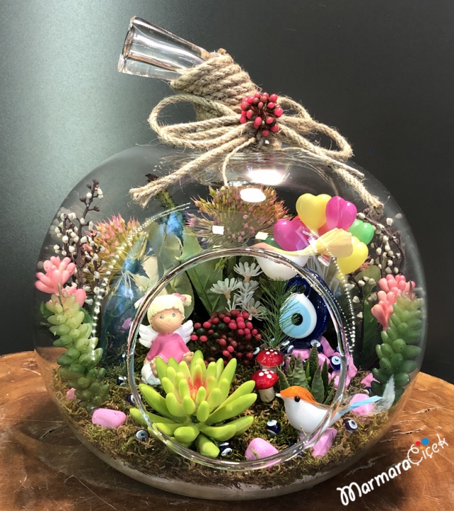 Nazarlıklı Teraryum, Kız Bebek Teraryum , Yapay Teraryum