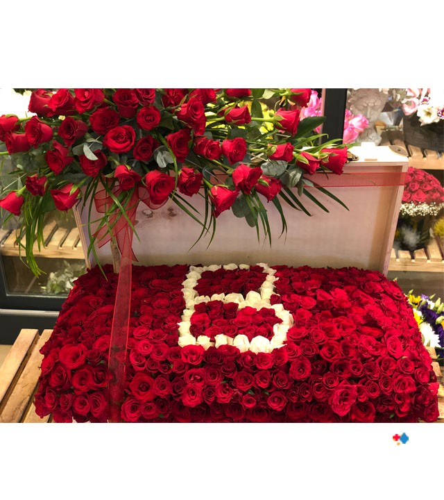 initials in The Suitcase Flower Arrangement