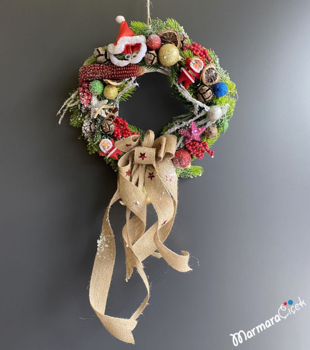 Christmas Door Wreath with Santa Claus