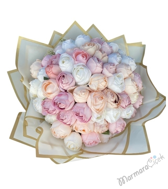 Pastel Renk Yapay Şakayık Buketi