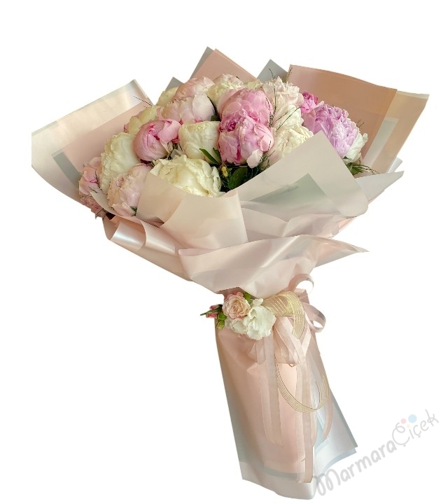 Pembe Beyaz Şakayık Buket