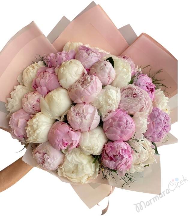Pembe Beyaz Şakayık Buket