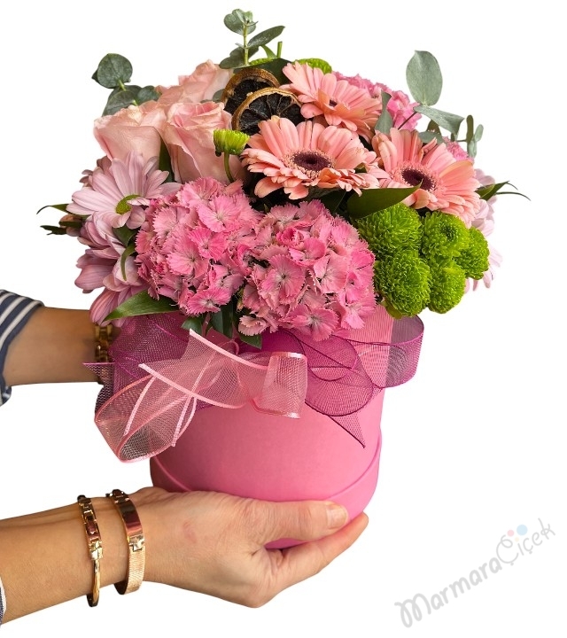 Pembe Tonlarda Kutu Çiçek 