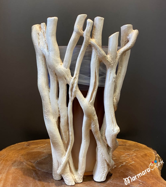 Royal Cream Tree Patterned Vase