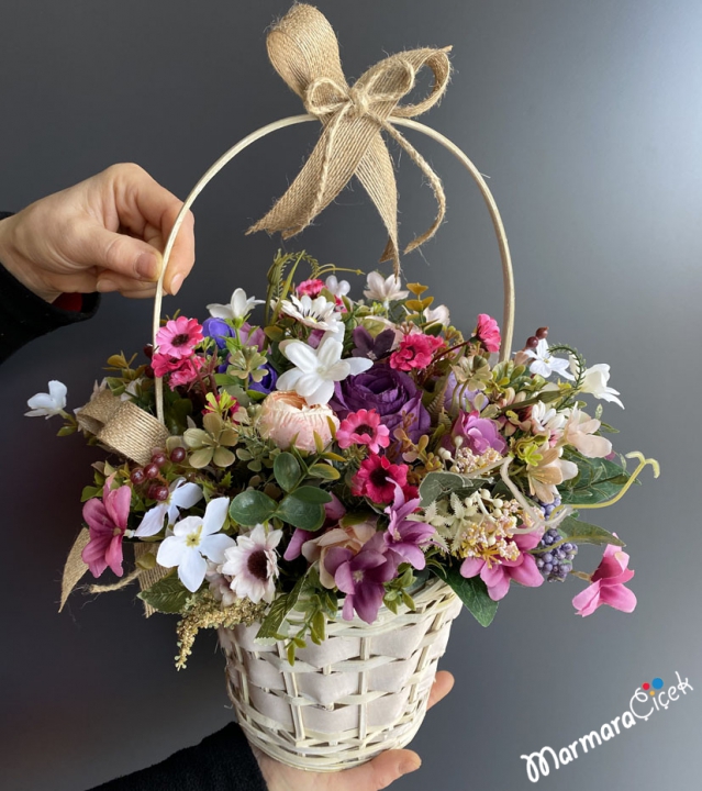 Artificial Wild Flowers in a Basket