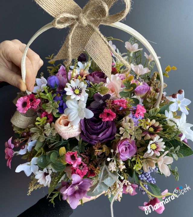 Artificial Wild Flowers in a Basket