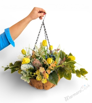 Askılı Yapay Çiçek Aranjmanı