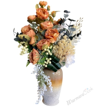 Kahala Gül Vazolu Yapay Çiçek Aranjmanı