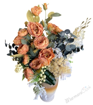 Kahala Gül Vazolu Yapay Çiçek Aranjmanı