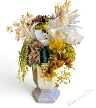 Gold Touch Dekoratif Yapay Çiçek Aranjmanı