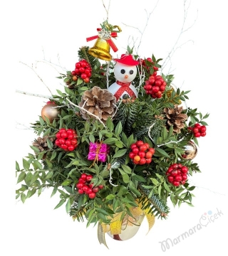 Kardan Adam Yılbaşı Çiçeği Aranjmanı