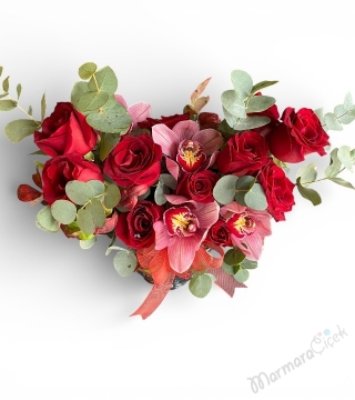 Kırmızı Gül & Pembe Orkide Şıklığı