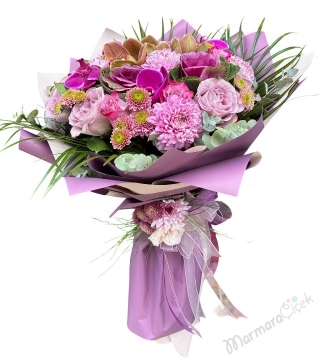 Lila Ve Fuşya Renkli Buket 