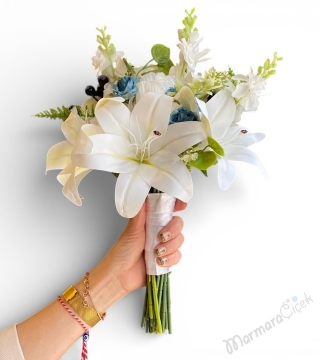 Lilyumlu Yapay Gelin Buketi