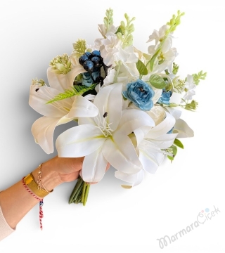 Lilyumlu Yapay Gelin Buketi