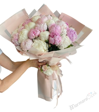 Pembe Beyaz Şakayık Buket