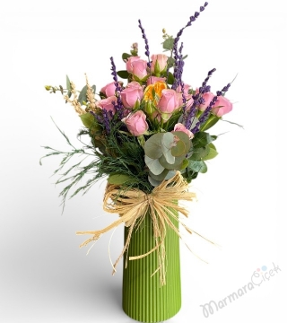 Pembe Çardak Gül Aranjman 