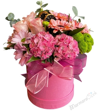 Pembe Tonlarda Kutu Çiçek 