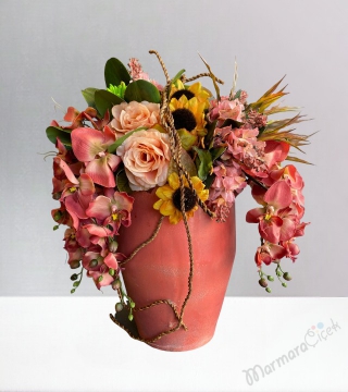 Yapay Orkide Ayçiçek Gül Tanzimi