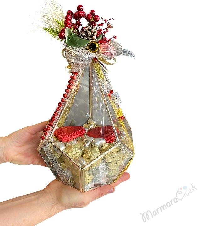 Yeni Yıl Cam Fanus Çikolata 