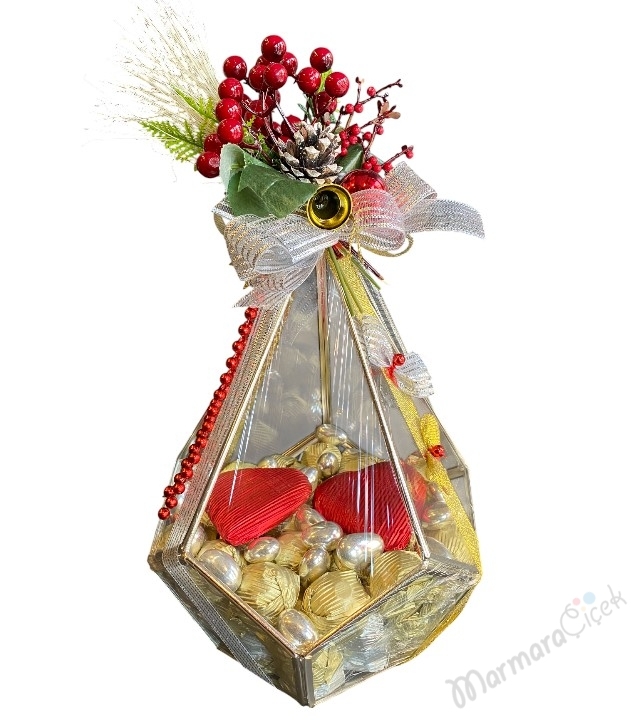 Yeni Yıl Cam Fanus Çikolata 